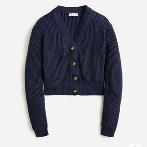 Jcrew cropped v-neck cotton cardigan / small / navy